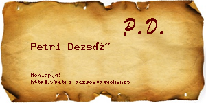 Petri Dezső névjegykártya